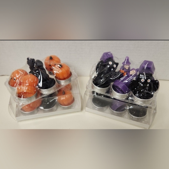 Halloween Pumpkins Black Cats Tea Light Candles - Picture 1 of 6